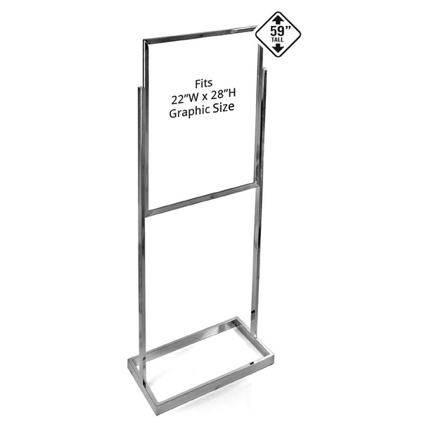 Azar Displays Chrome Panel Poster Stand on Wide Base 300701